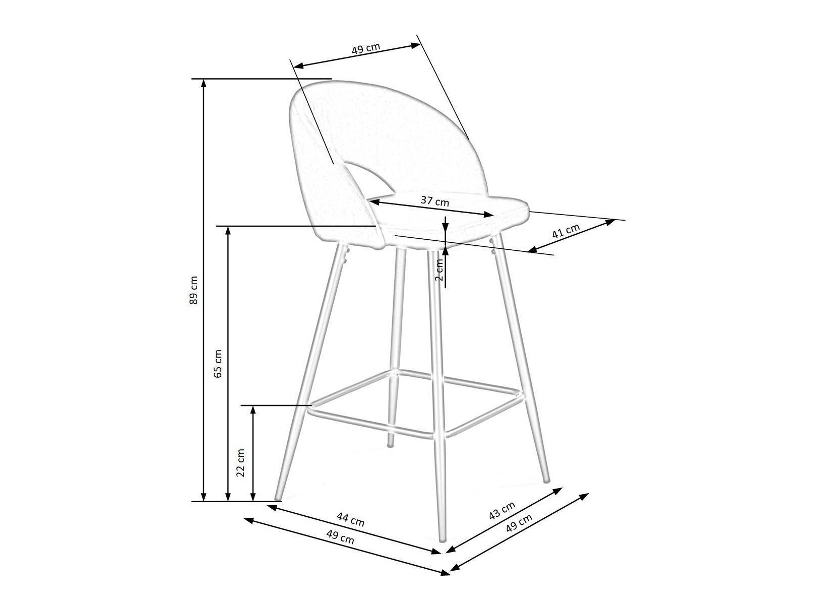 Counterstol Houston 881 (Grå + Sort)
