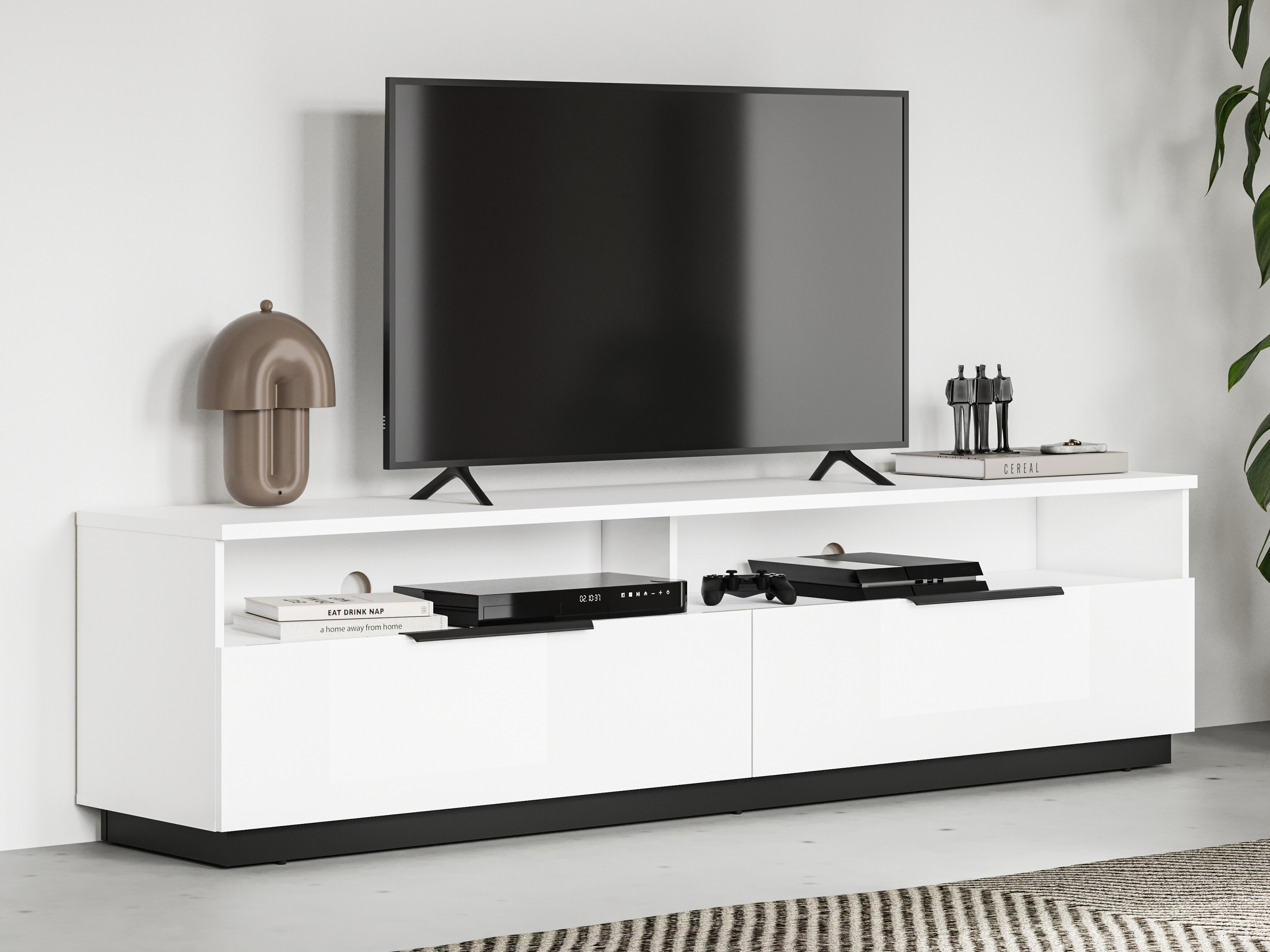 TV-bord Talevaro 102 (Hvid + Glansfuld hvid)