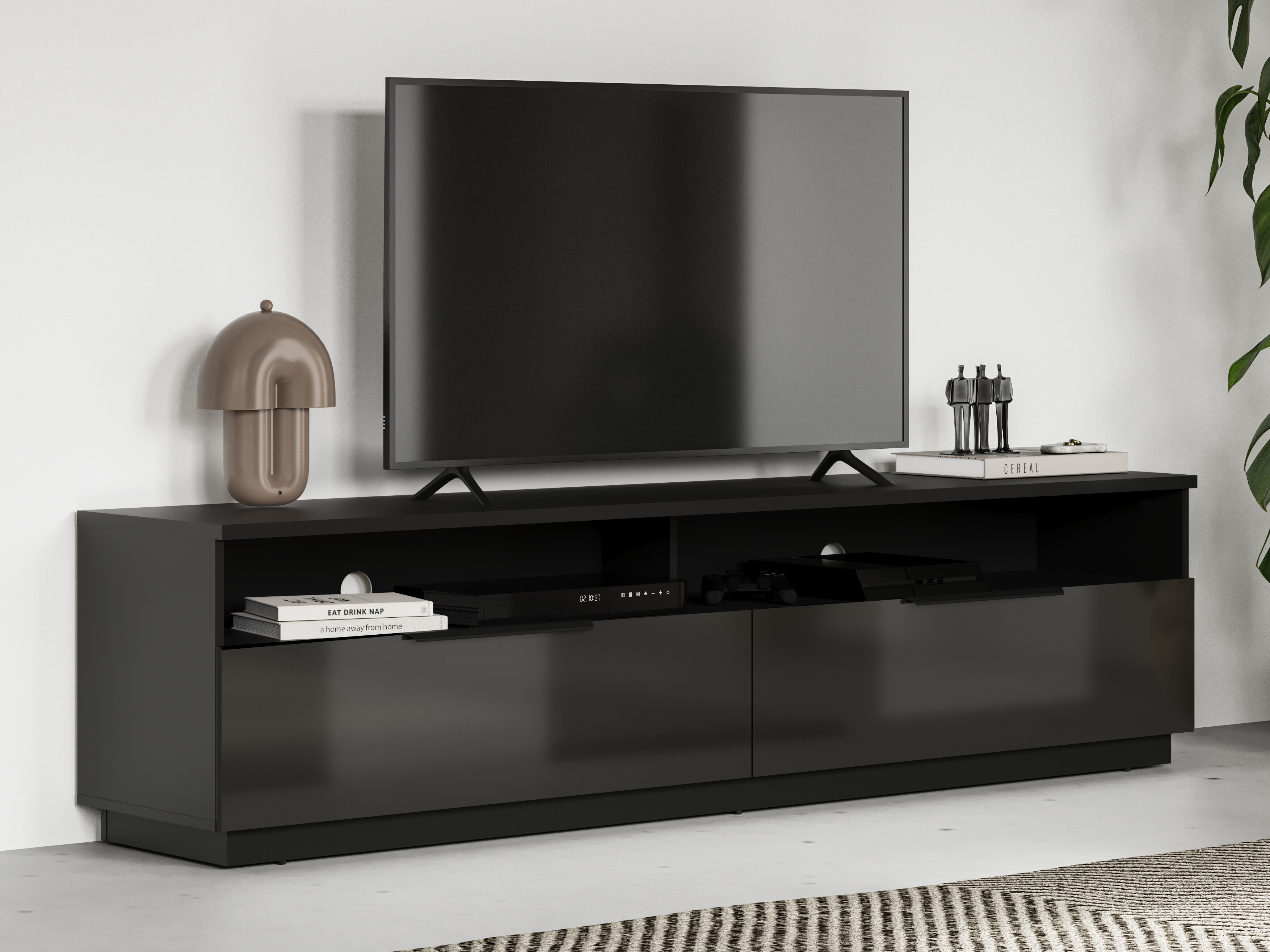 TV-bord Talevaro 102 (Sort + Blank sort)