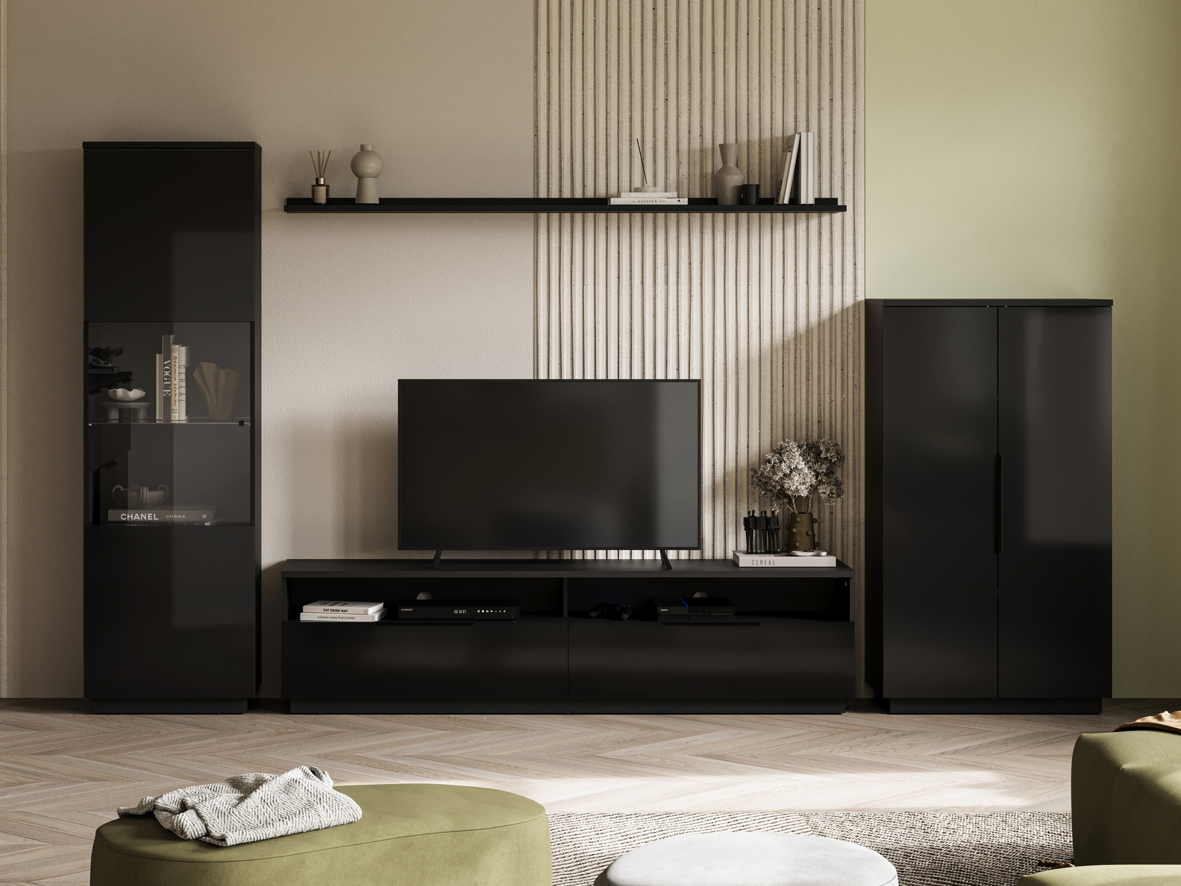 TV-bord Talevaro 102 (Sort + Blank sort)