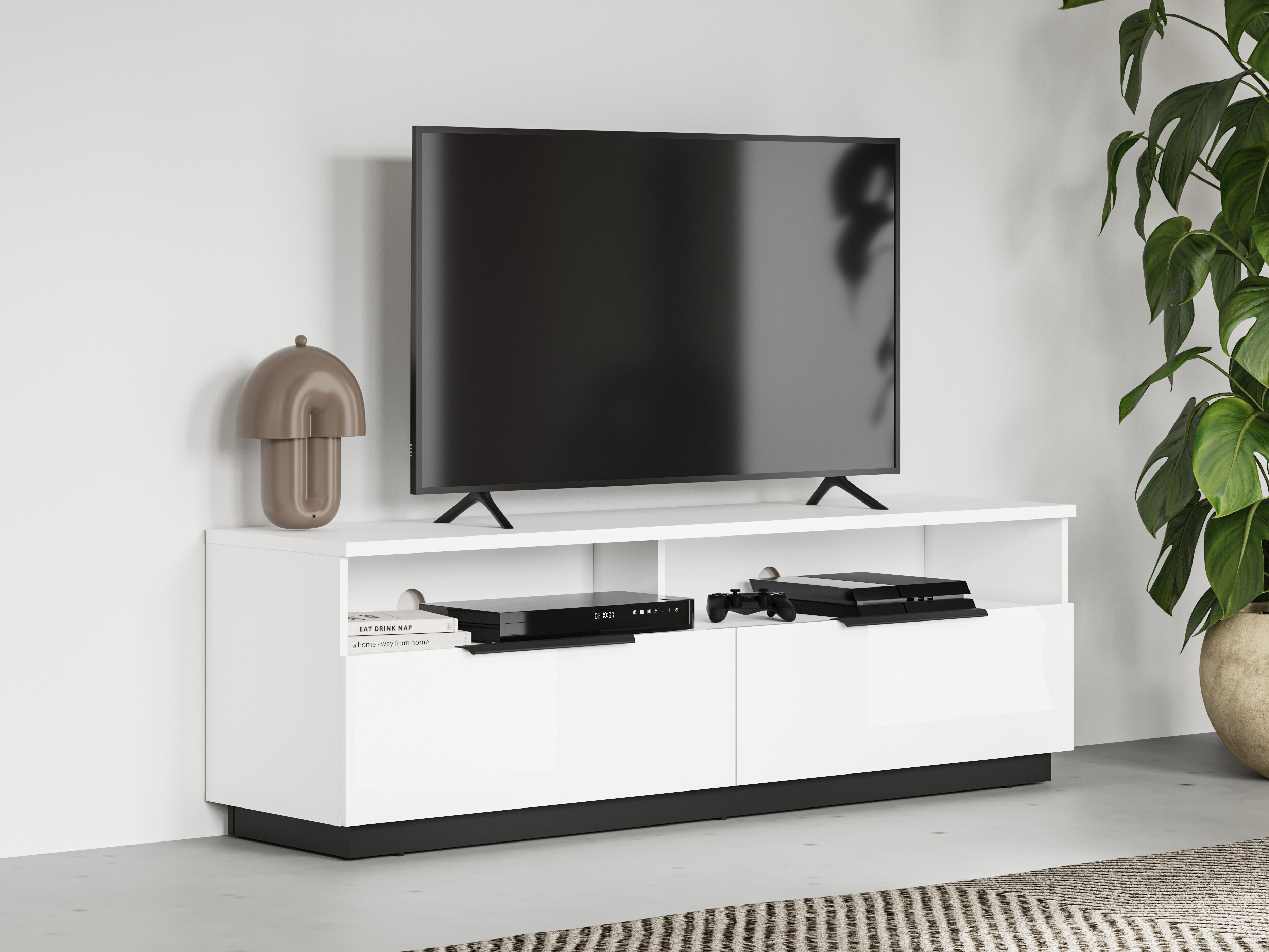 TV-bord Talevaro 103 (Hvid + Glansfuld hvid)