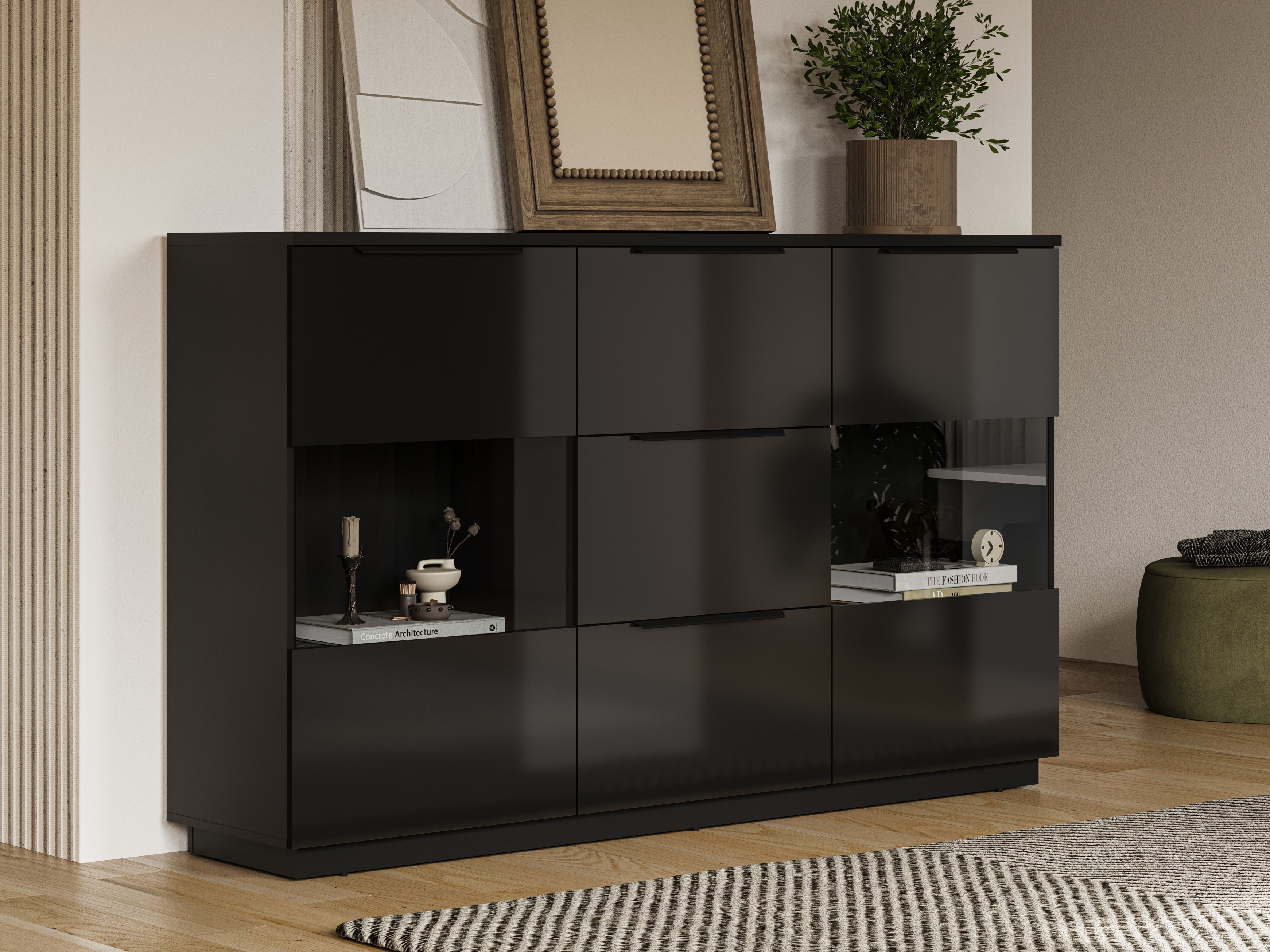Kommode Talevaro 105 (Sort + Blank sort)
