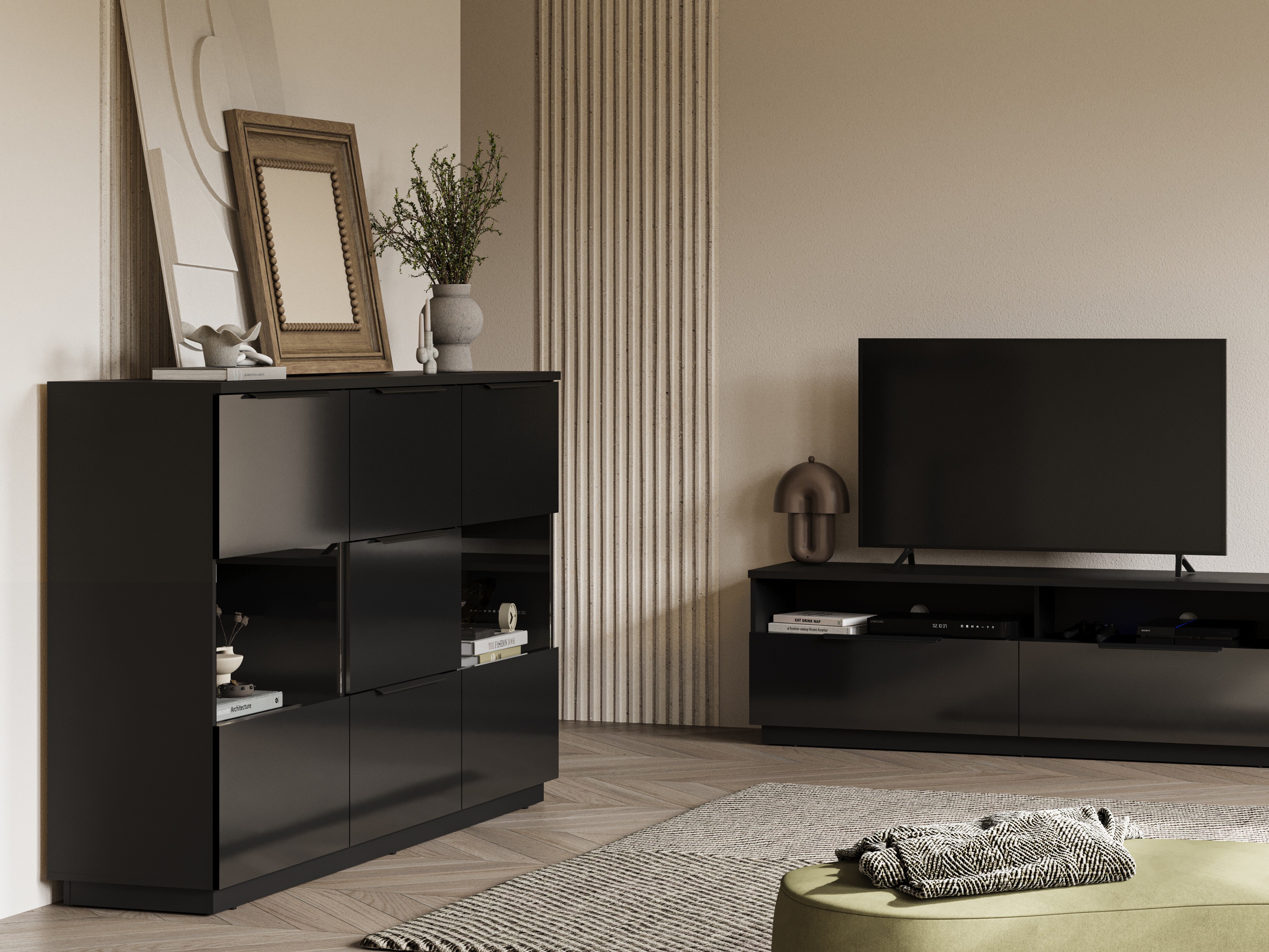Kommode Talevaro 105 (Sort + Blank sort)