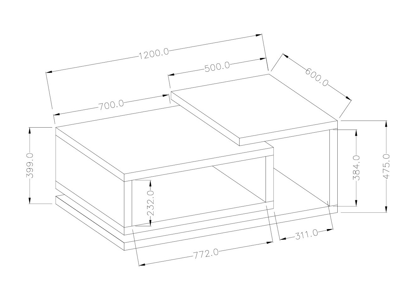 Sofabord Lutiva 104 (Antracit + Ribbec egetræ)