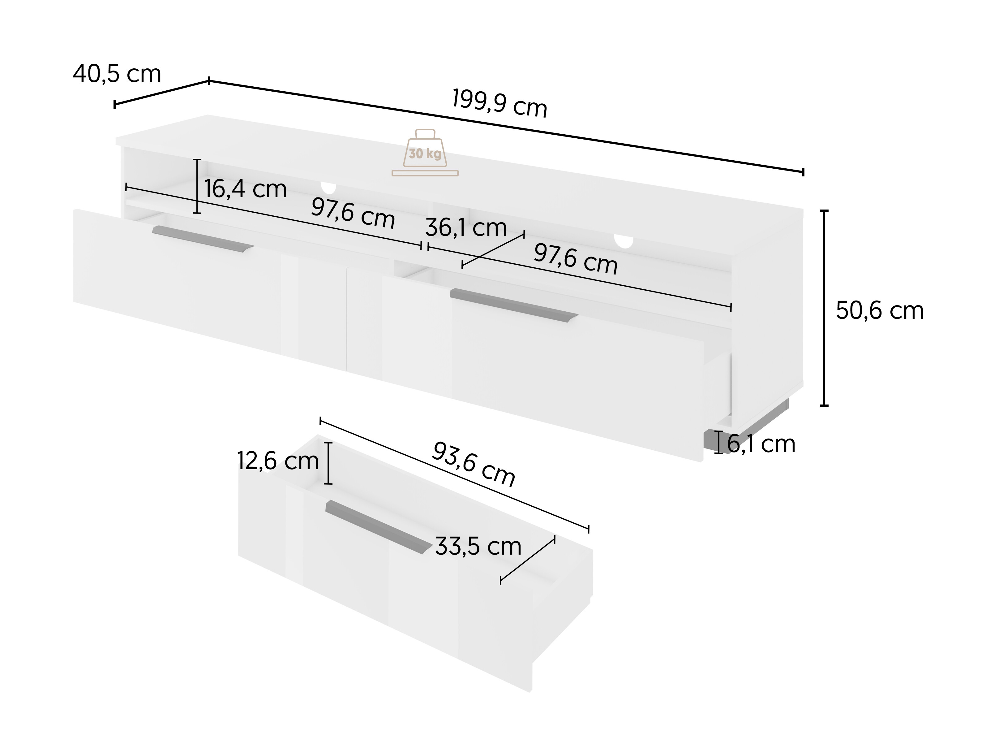 Stuemøbelsæt Talevaro 106 (Hvid + Glansfuld hvid)