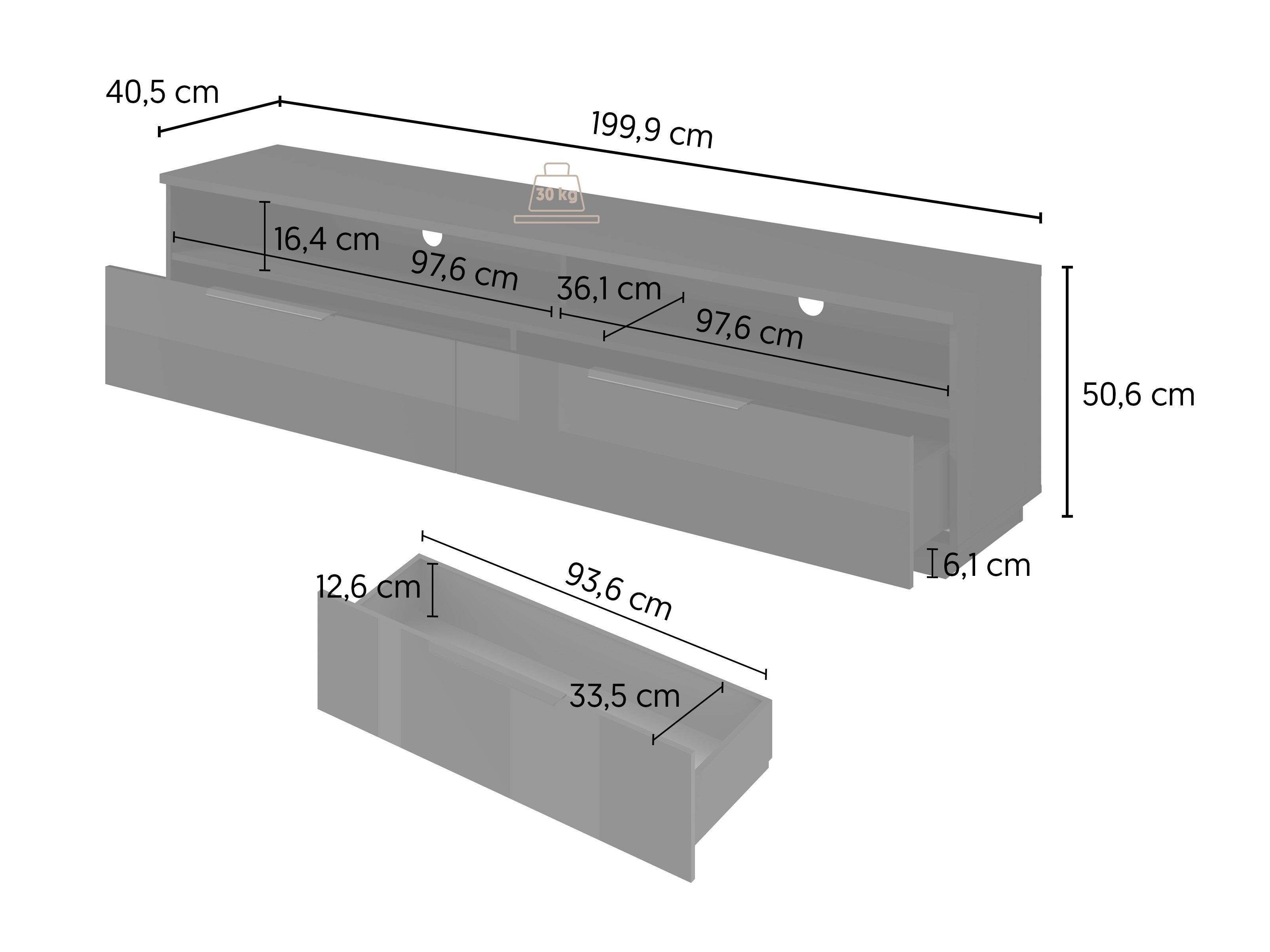 Stuemøbelsæt Talevaro 106 (Sort + Blank sort)
