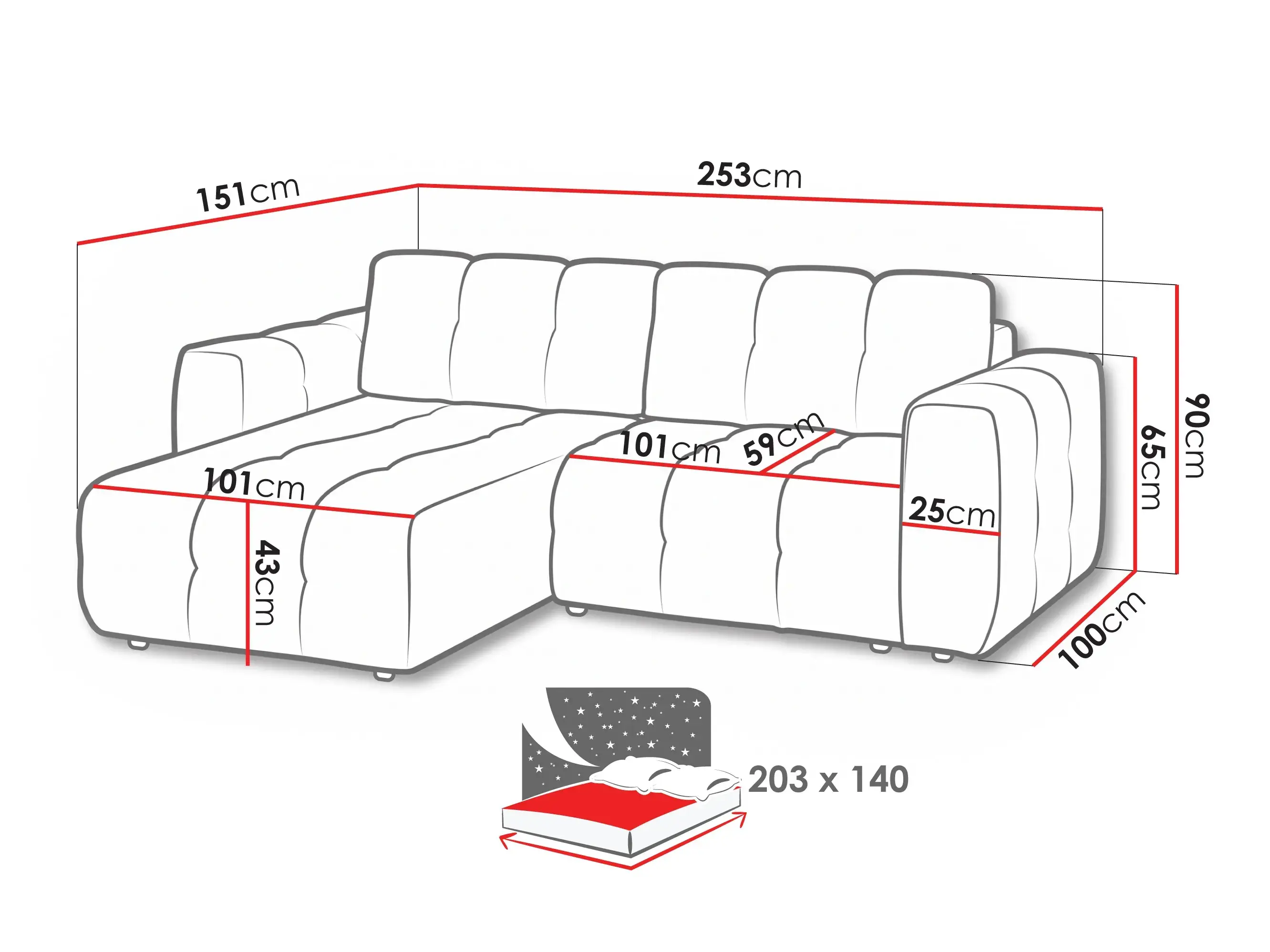 Hjørnesofa Margate 129 (Raven 16)