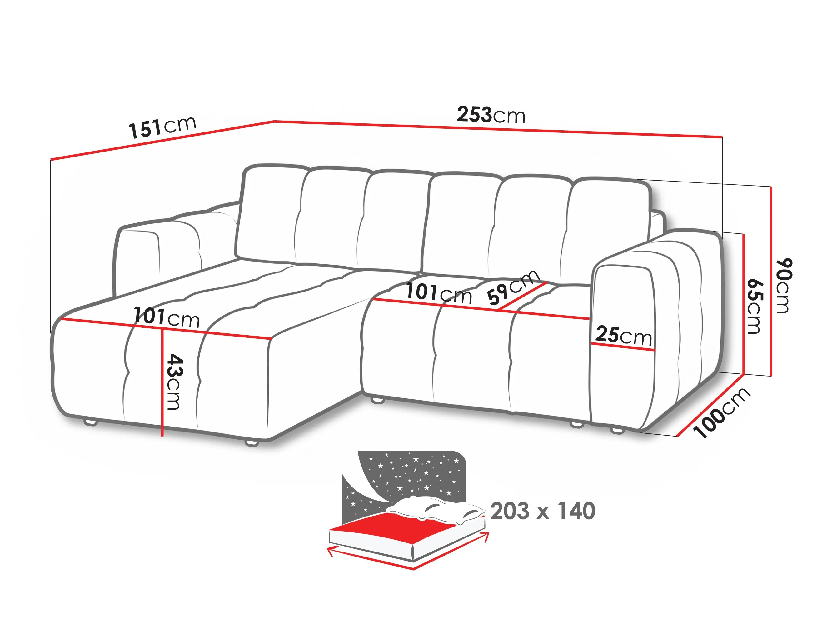 Hjørnesofa Margate 129 (Raven 86)