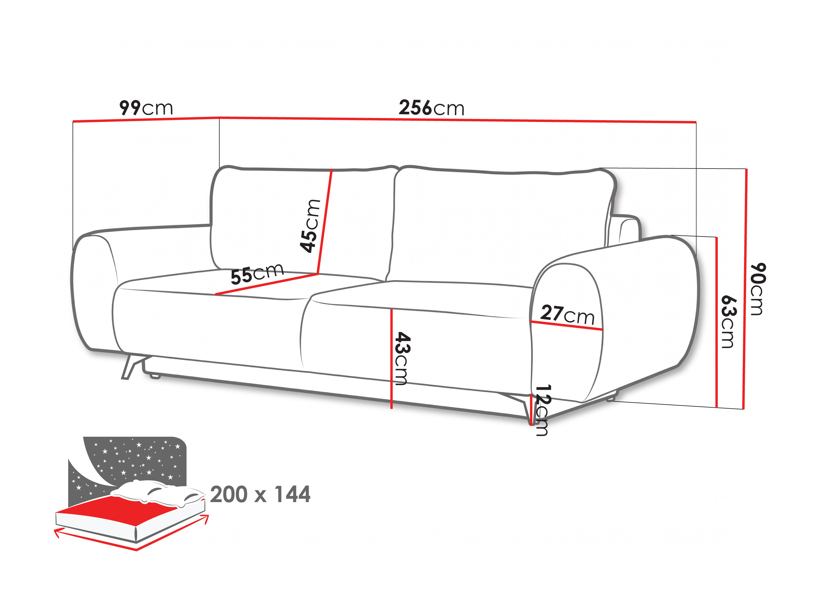 Sovesofa Margate 145 (Bella 65)