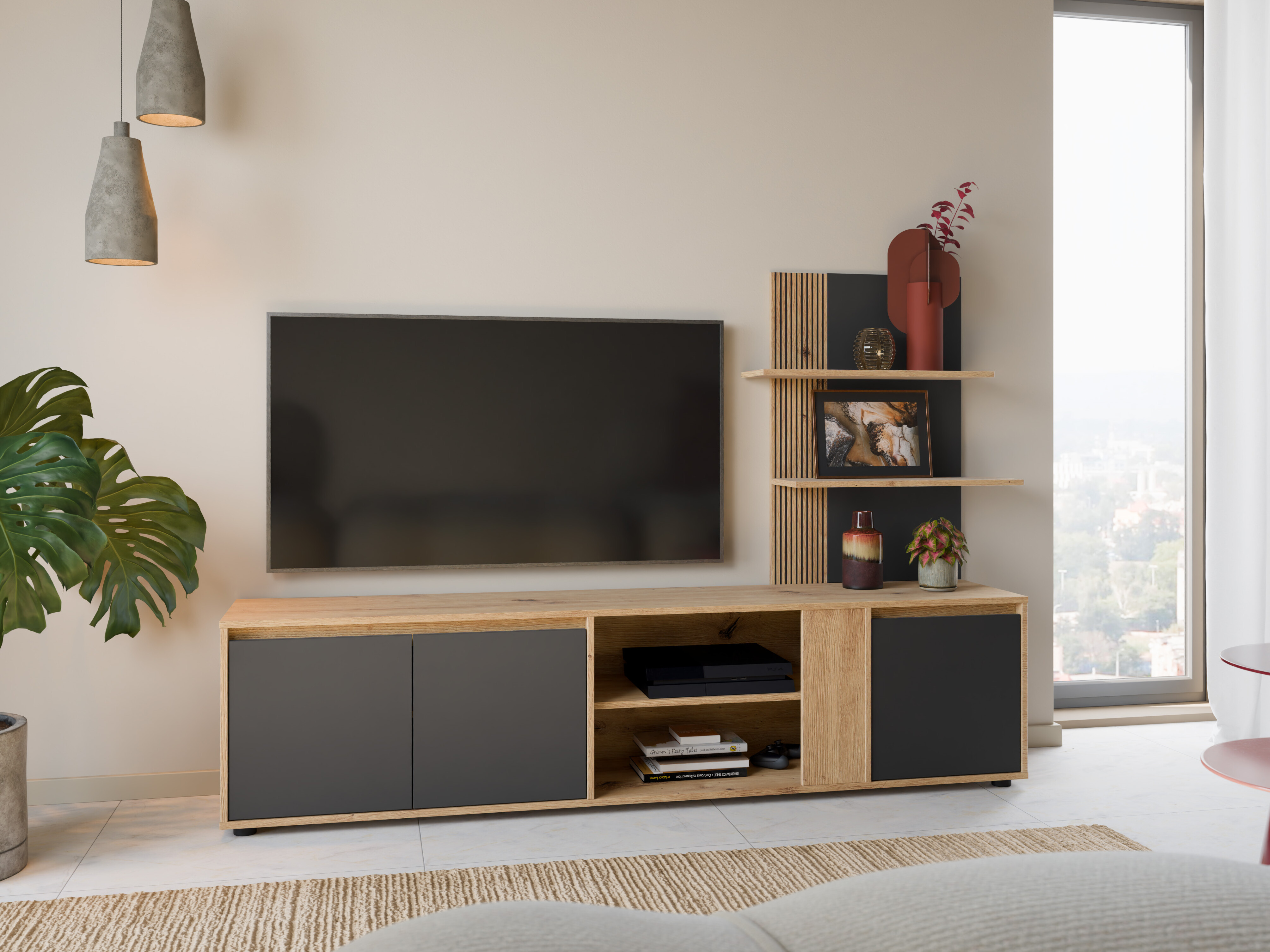 TV-bord Torcavi 101 (Antracit + Artisan eg)