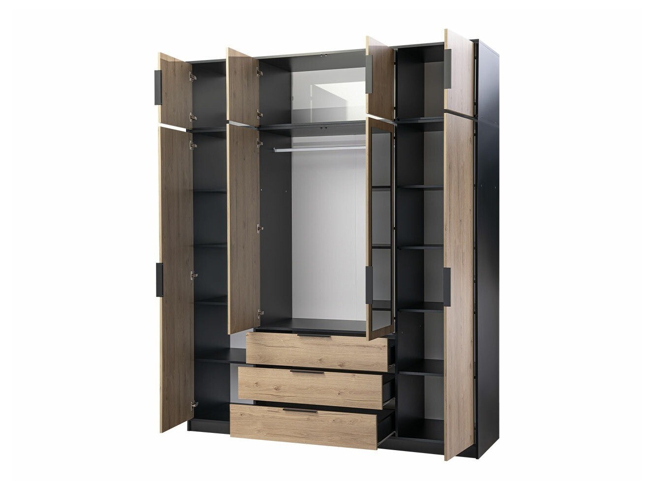 Garderobeskab Ophdome 114 (Mørk eg + Sort)