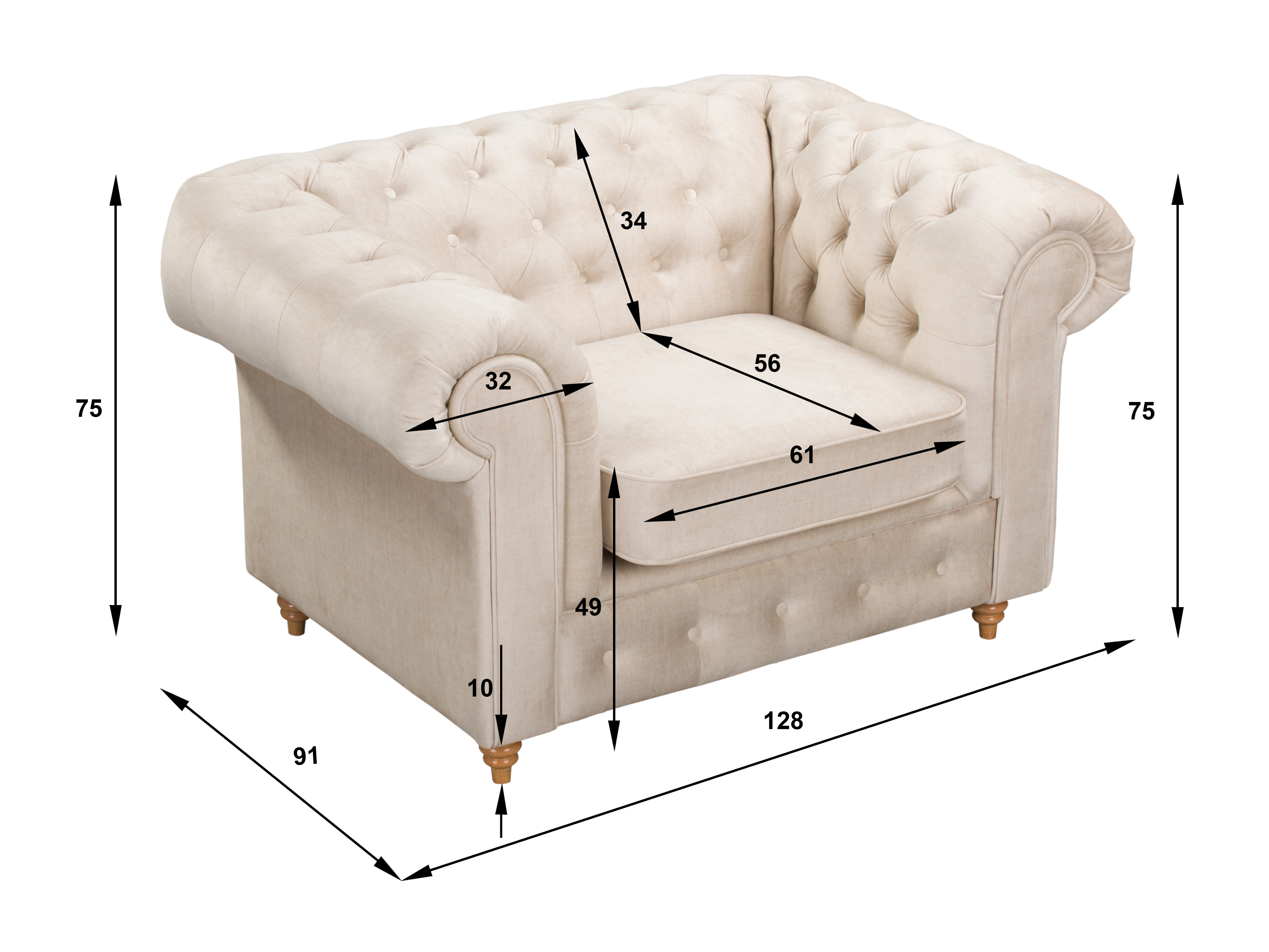 Chesterfield lænestol Elitala 102 (Vogue 09)