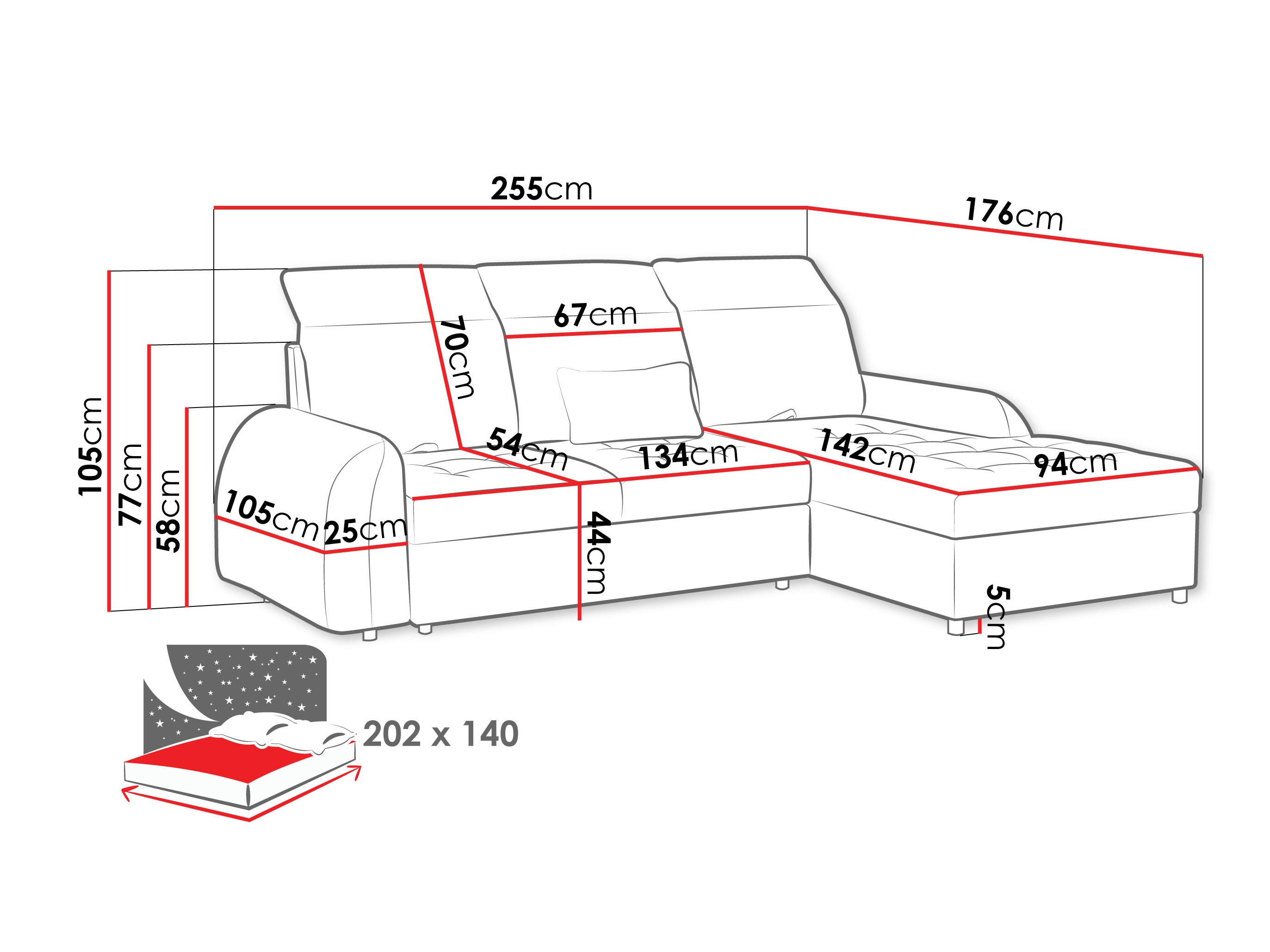 Hjørnesofa Vineland 173 (Lumo 55)