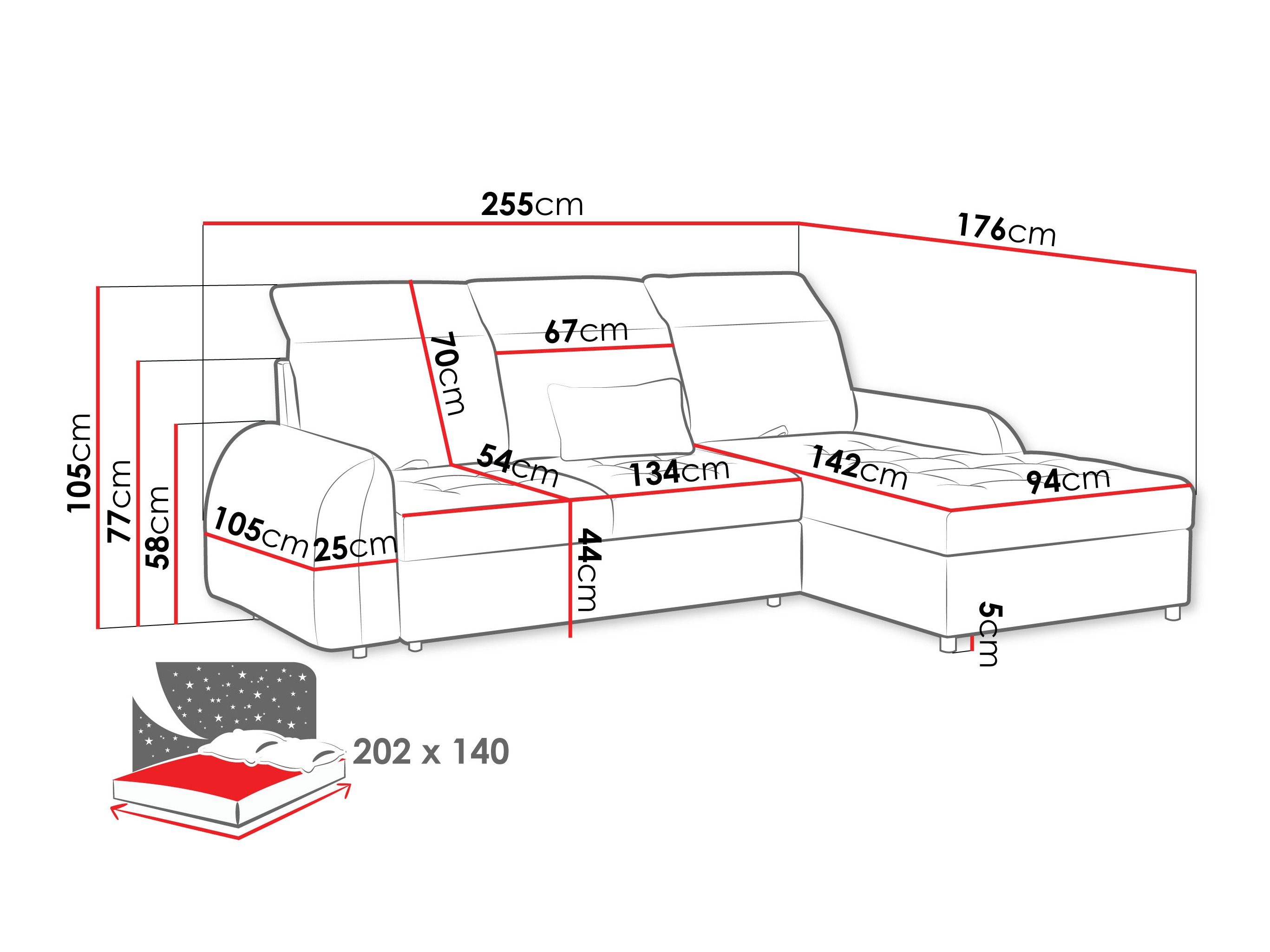 Hjørnesofa Vineland 173 (Lumo 55)