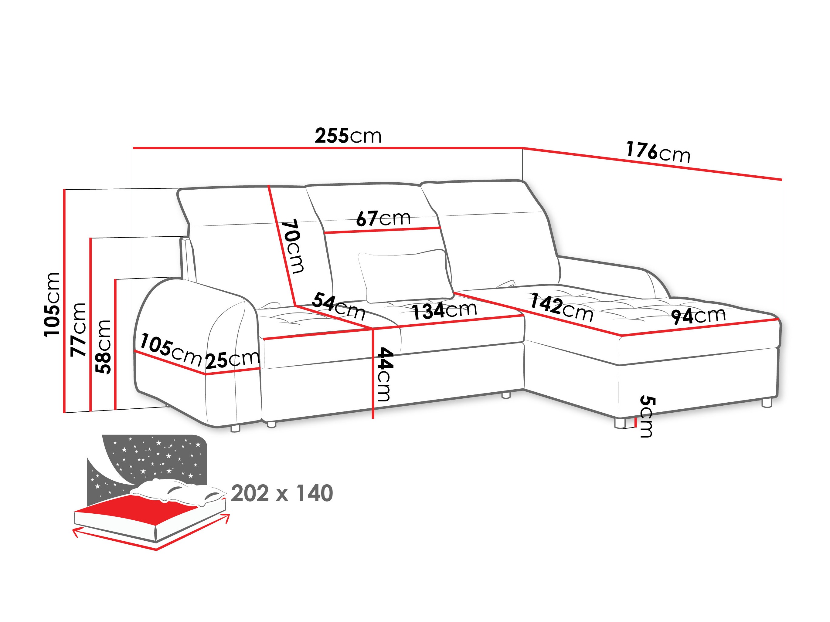 Hjørnesofa Vineland 173 (Lumo 65)