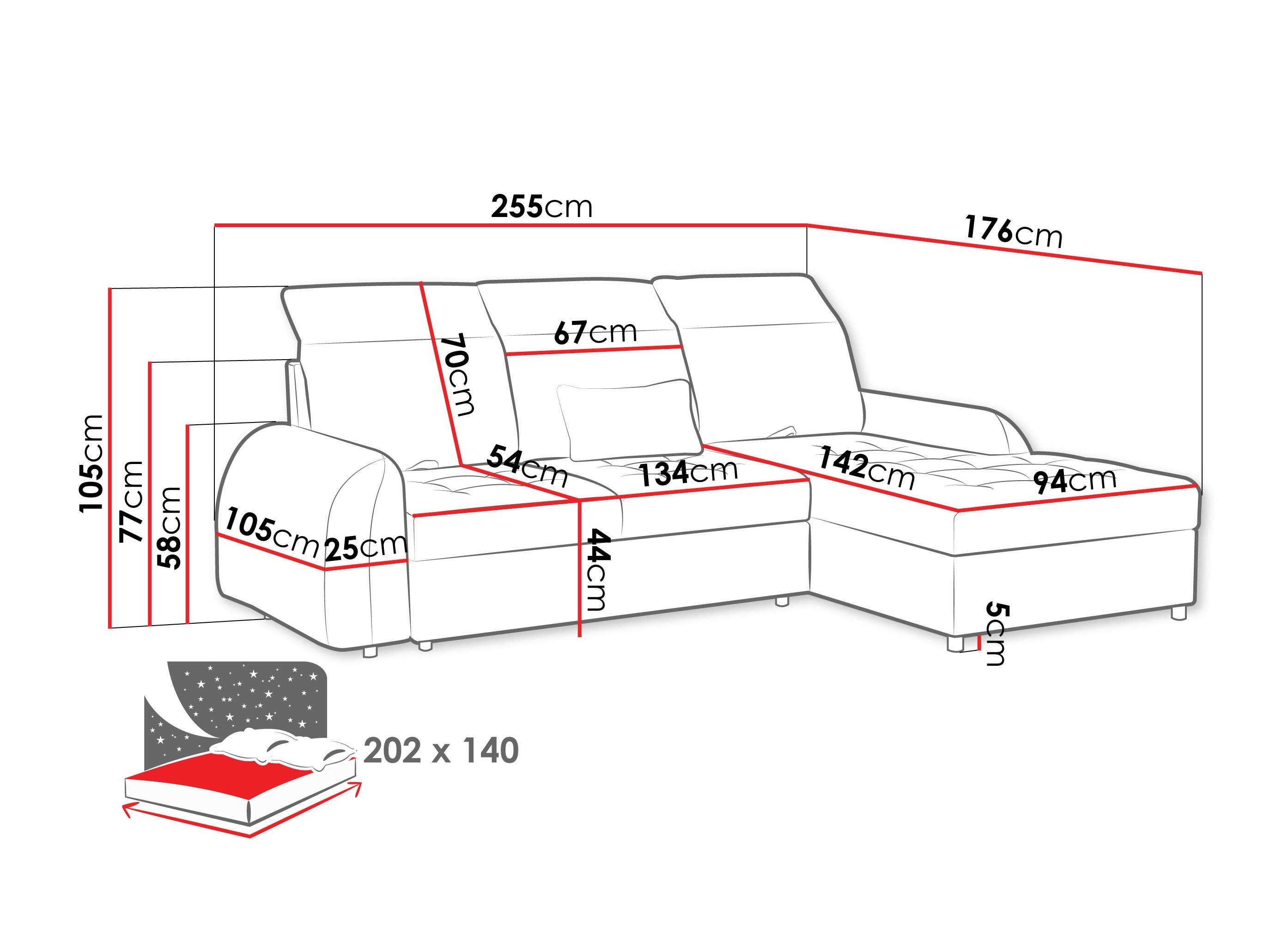 Hjørnesofa Vineland 173 (Lumo 65)