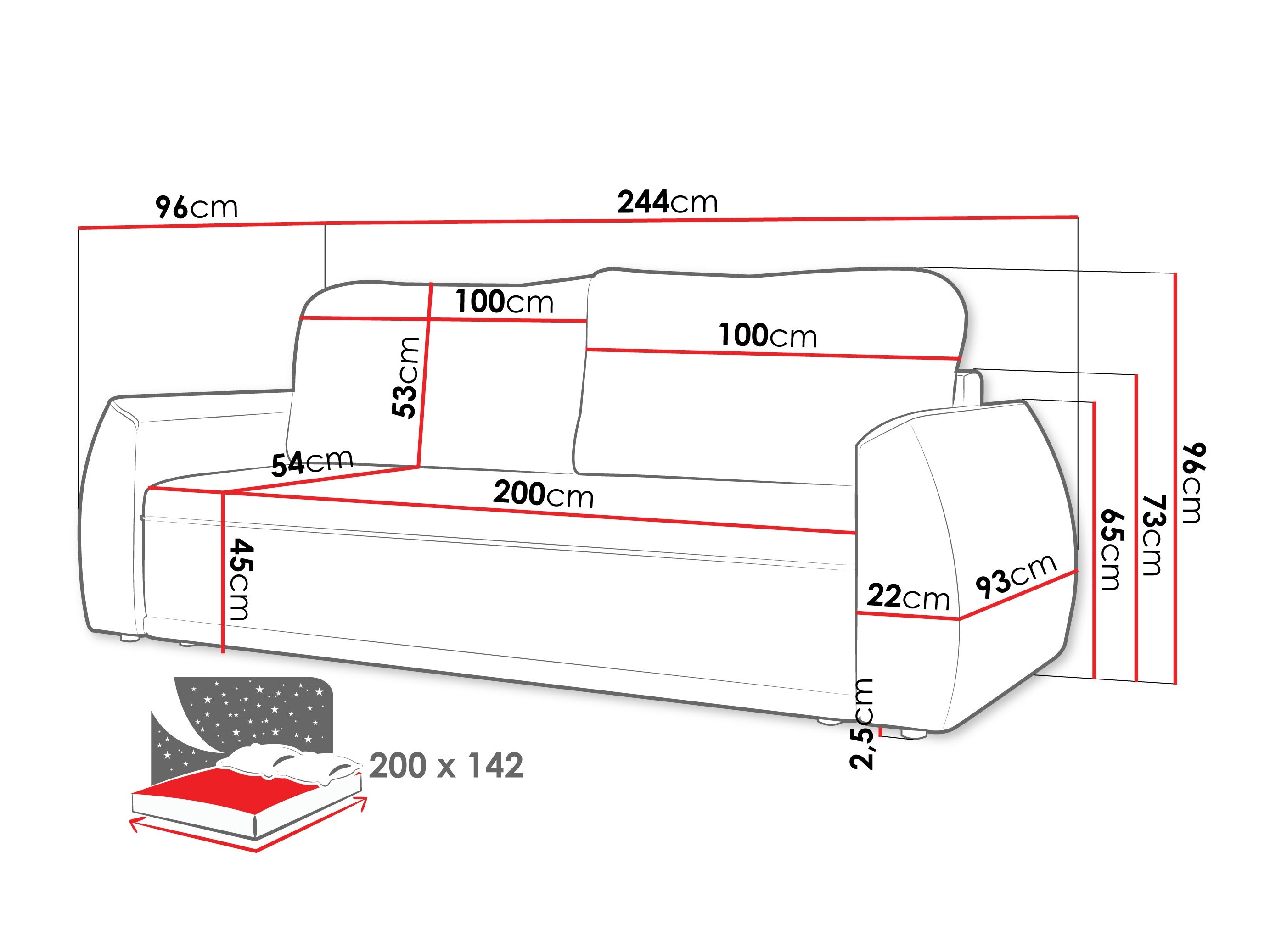 Sovesofa Vineland 174 (Margo 227.09)