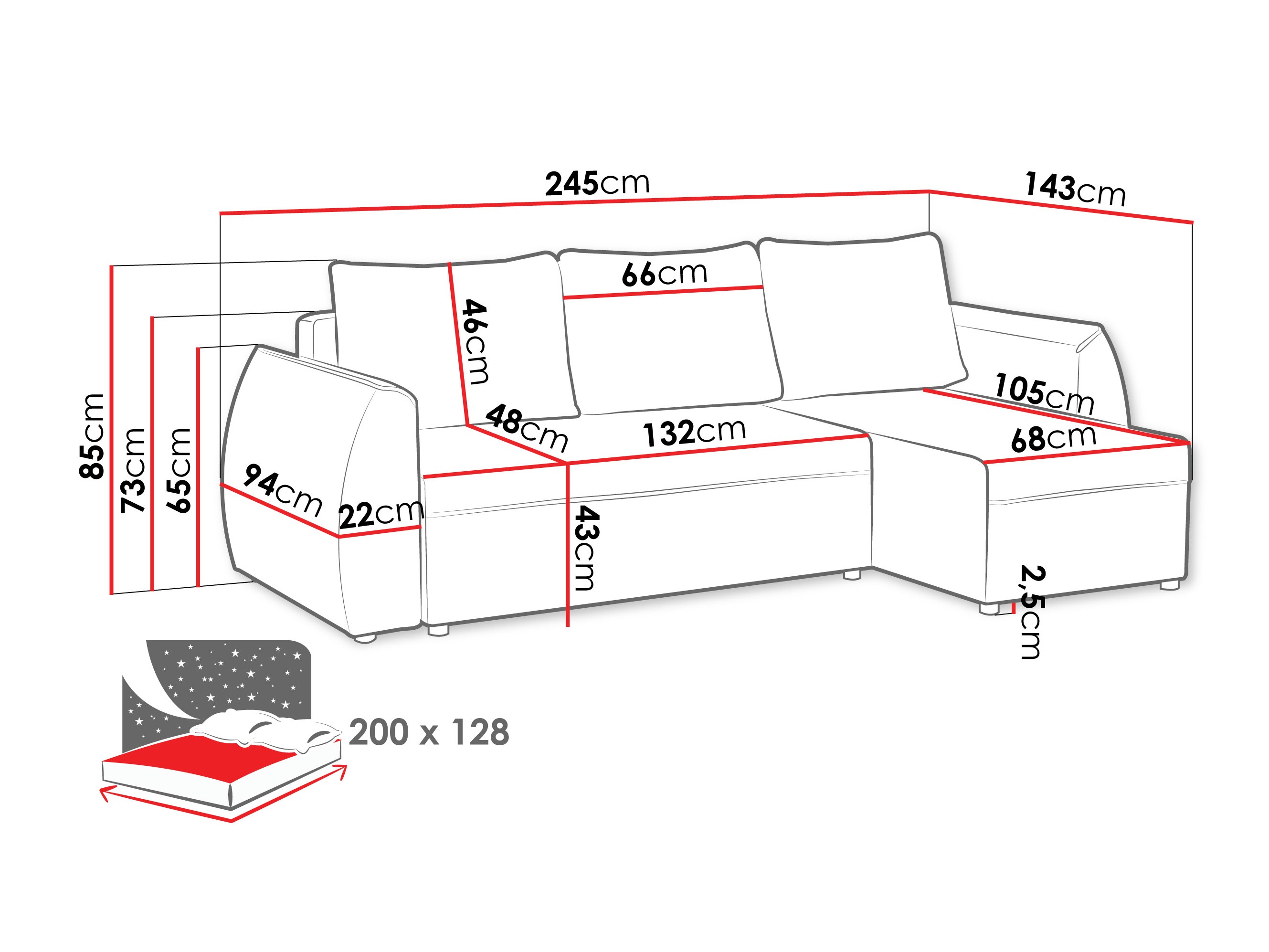 Hjørnesofa Vineland 176 (Lumo 40)