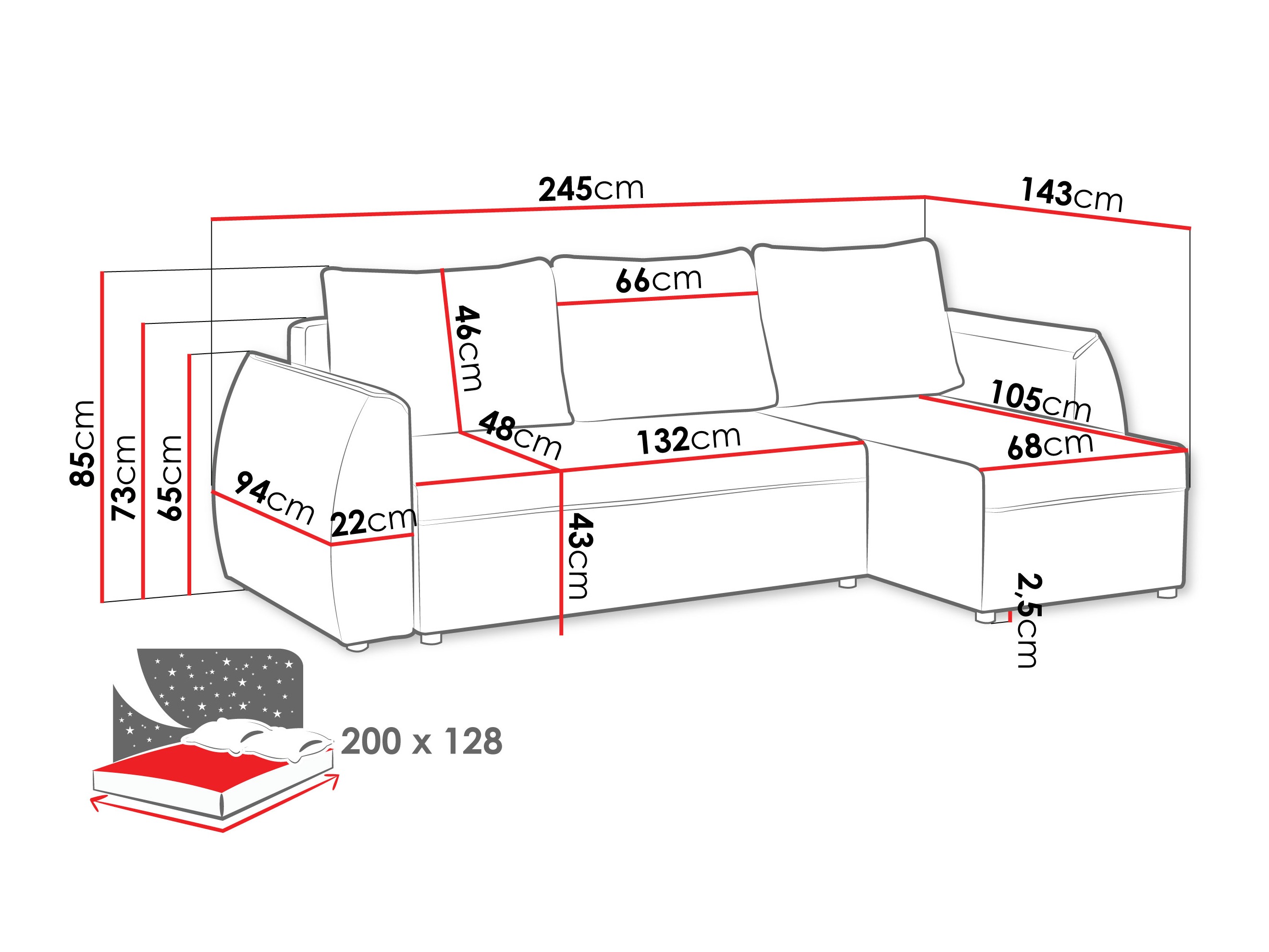 Hjørnesofa Vineland 176 (Lumo 65)