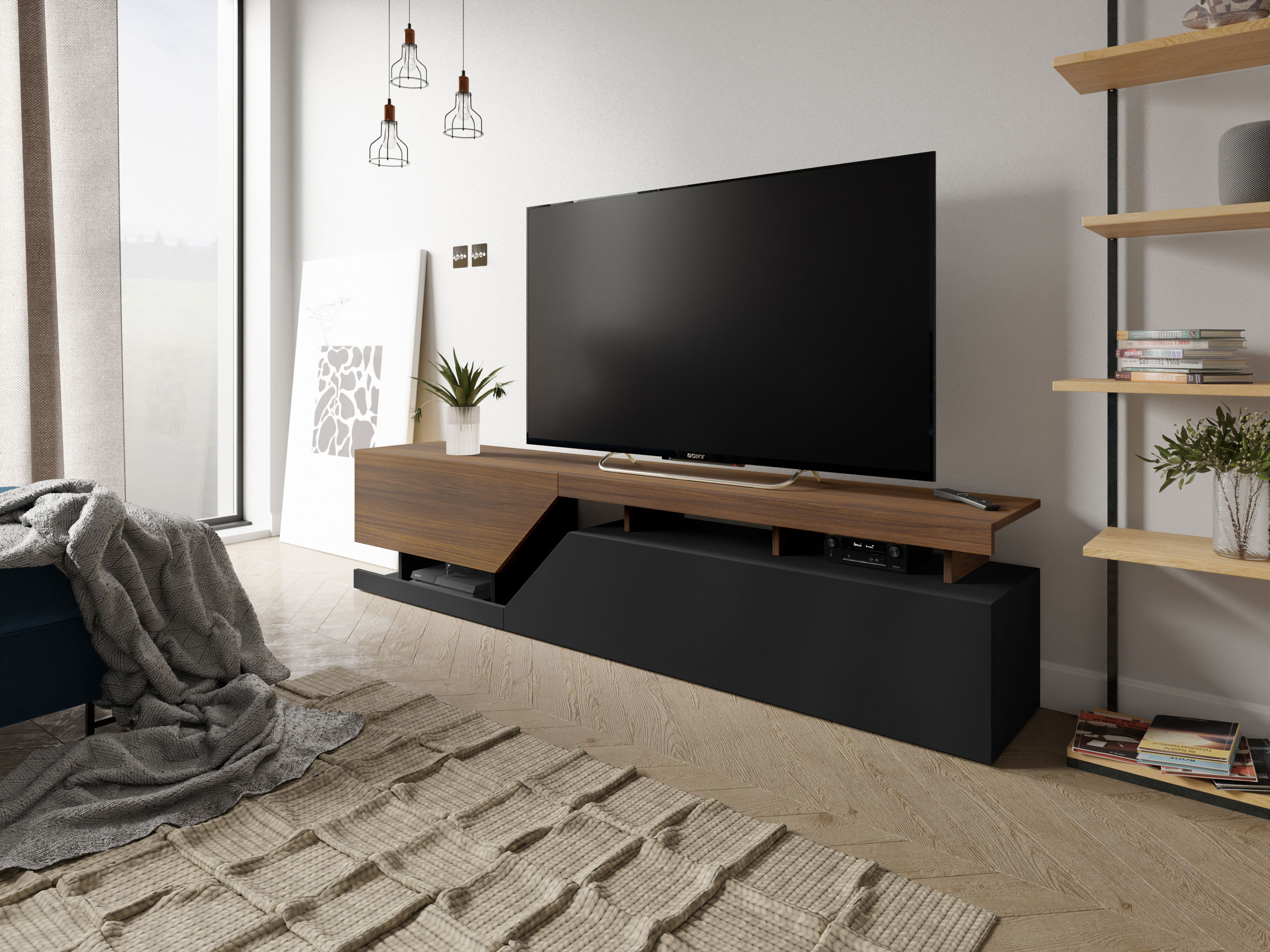 TV-bord Comfivo Daldune I (Valnød + Sort)