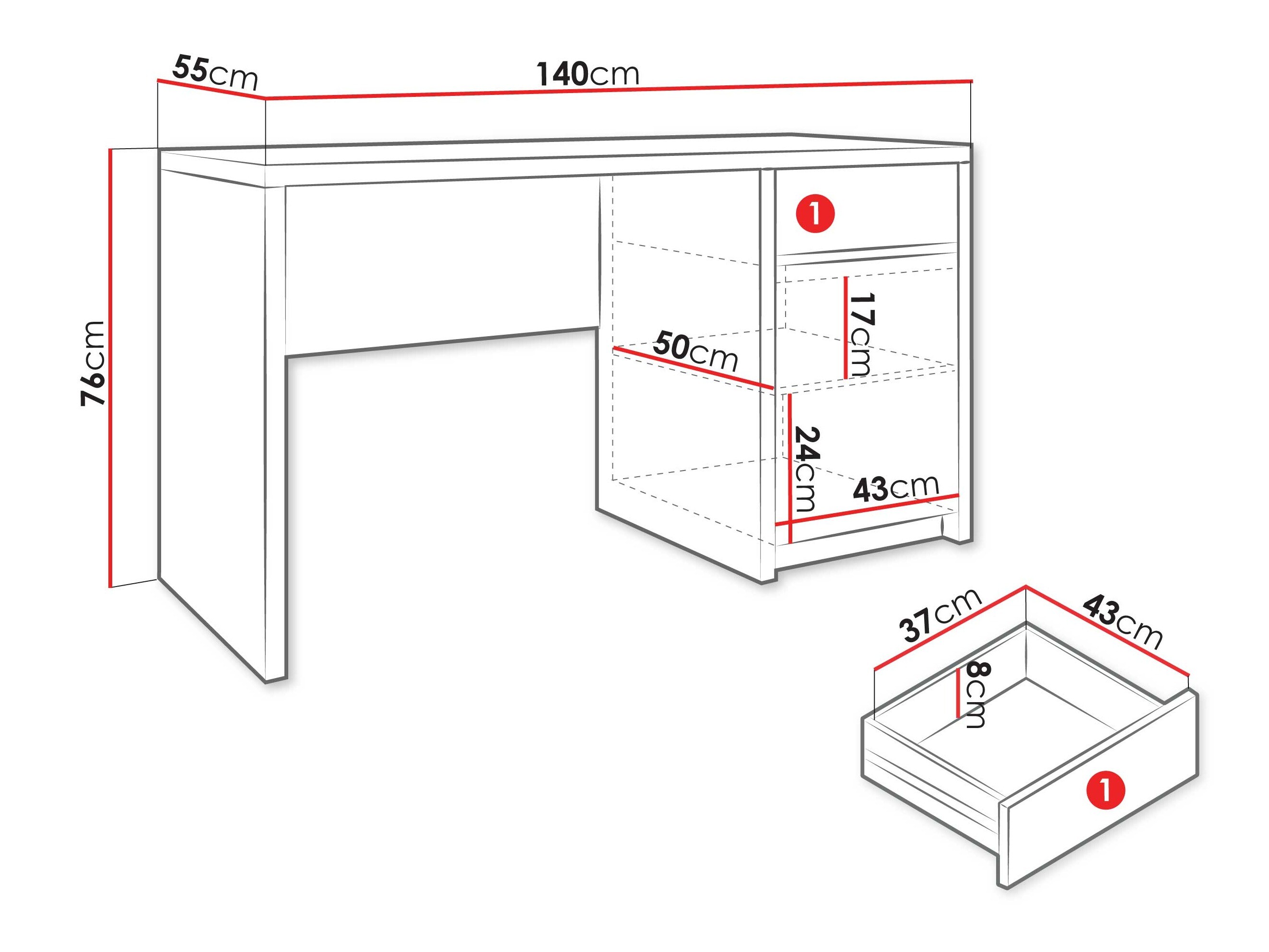Skrivebord Providence 204 (Hvid)
