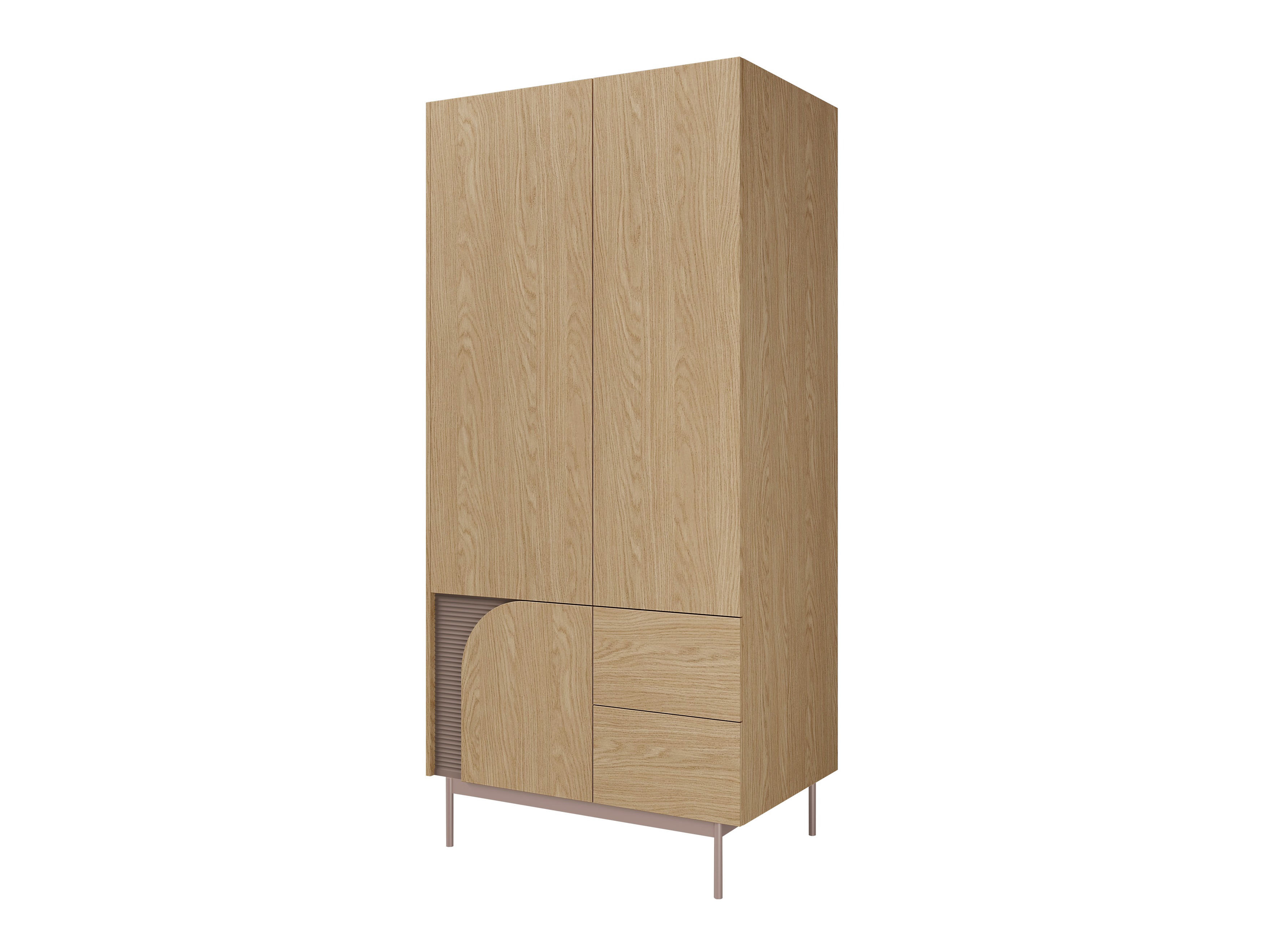 Garderobeskab Dunsonu 100 (Egetræ + Taupe)