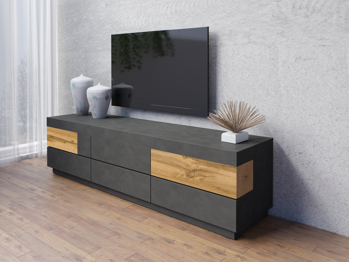 TV-bord Livlore 102 (Matera grå + Wotan eg)