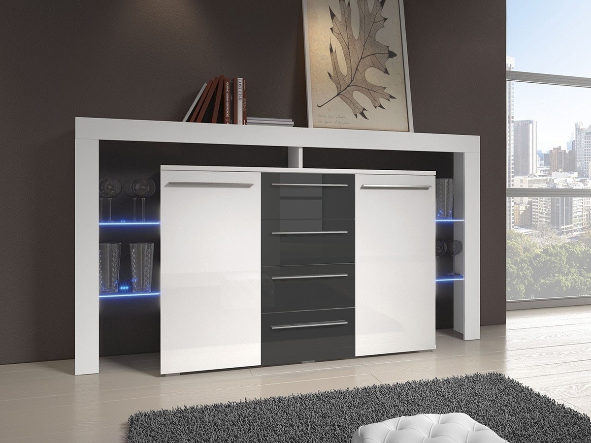 Kommode Aestas (Hvid + Gloss grå)