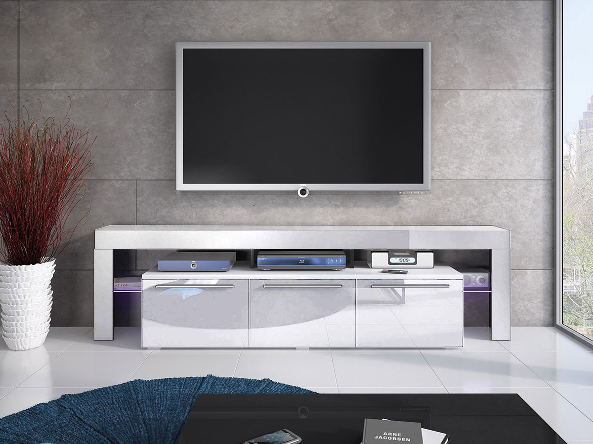TV-bord Arbor (Hvid + Glansfuld hvid)