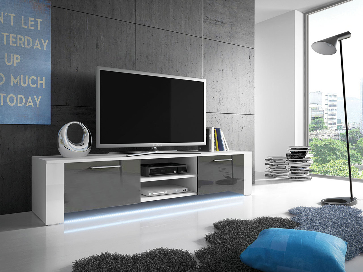 TV-bord Uva II (Hvid + Gloss grå)