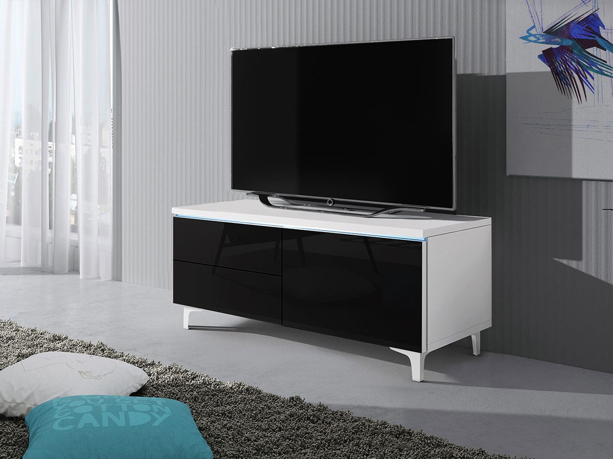 TV-bord Uva IV (Hvid + Blank sort)