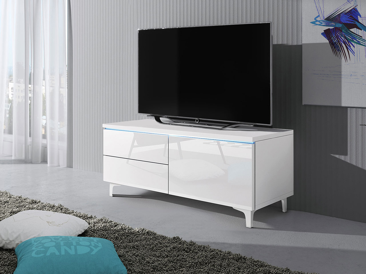 TV-bord Uva IV (Hvid + Glansfuld hvid)