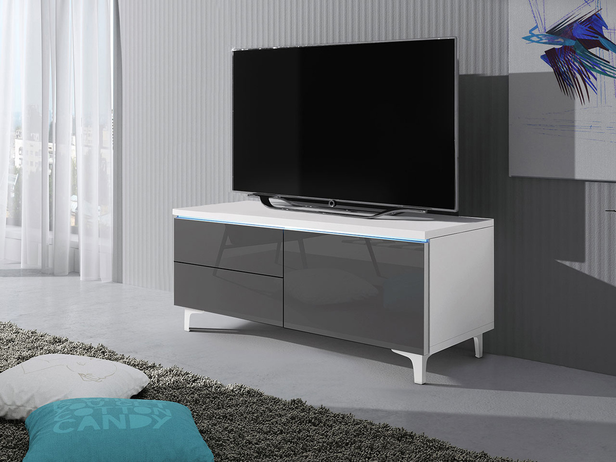 TV-bord Uva IV (Hvid + Gloss grå)