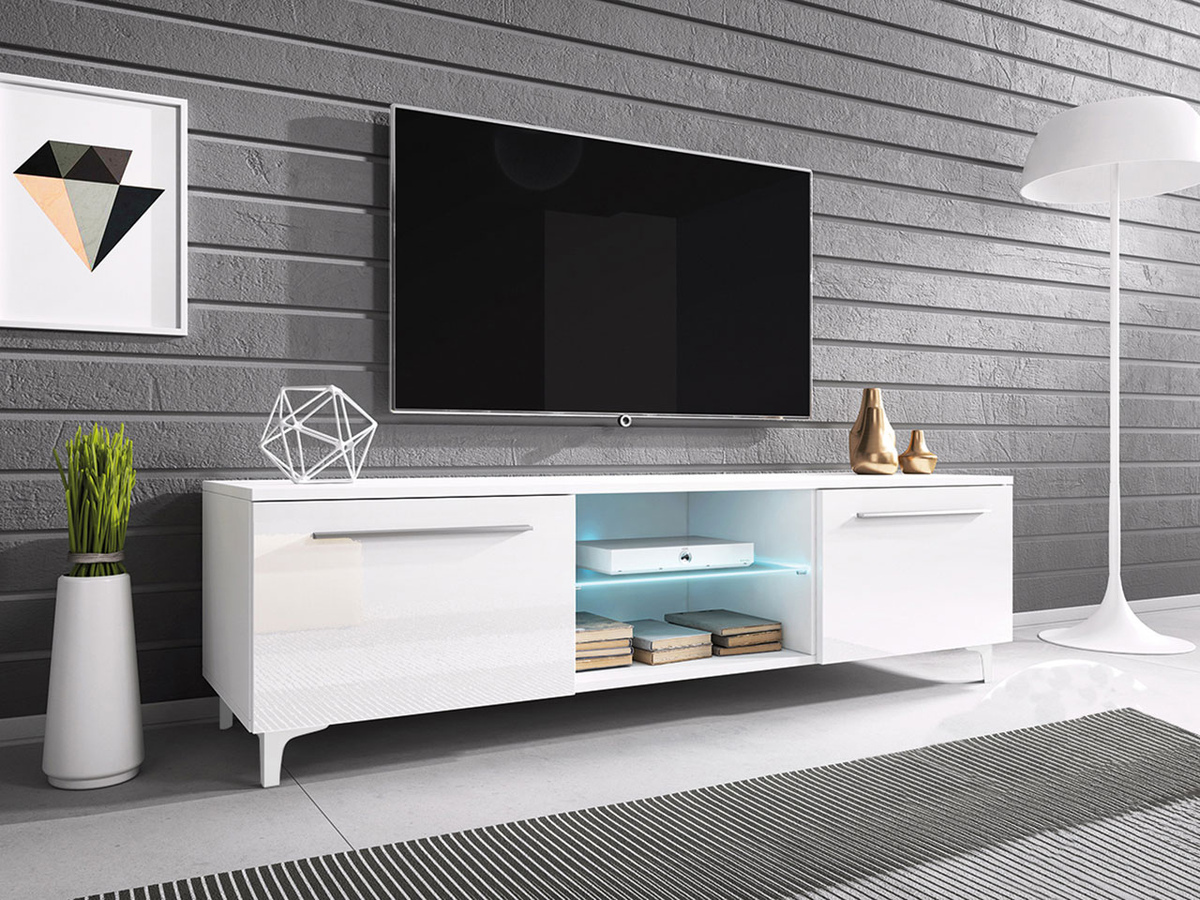 TV-bord Uva V (Hvid + Glansfuld hvid)