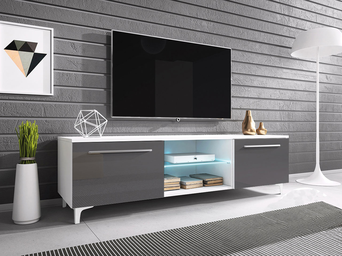 TV-bord Uva V (Hvid + Gloss grå)